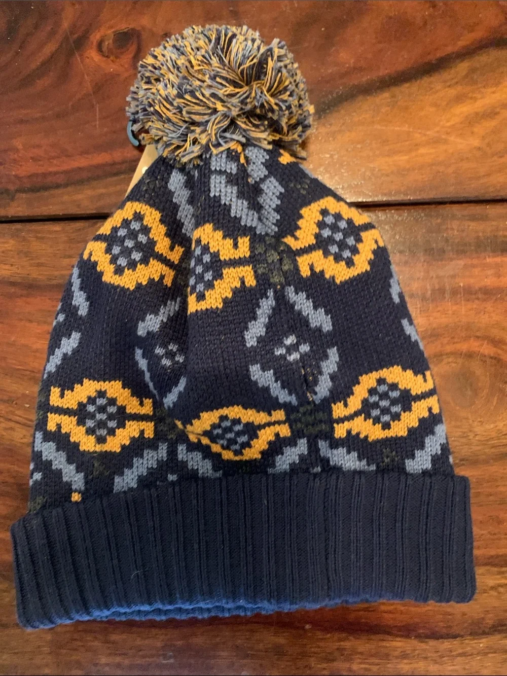 Patagonia Kids Navy, Gold & Light Blue Pom-Pom Beanie